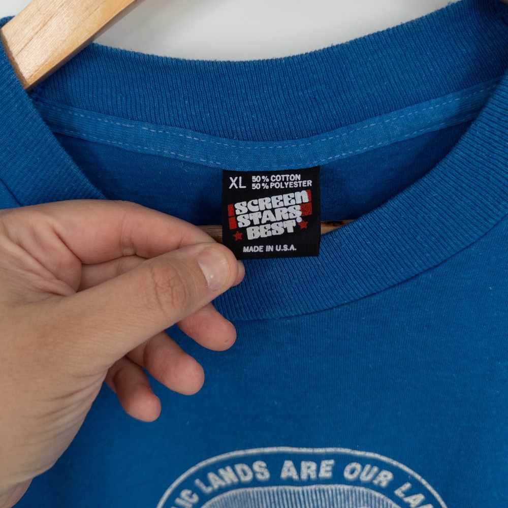 Vintage Single Stitch T-Shirt 1988 Public Lands XL Blue Paris Landing TN Gorp - Picture 6 of 9